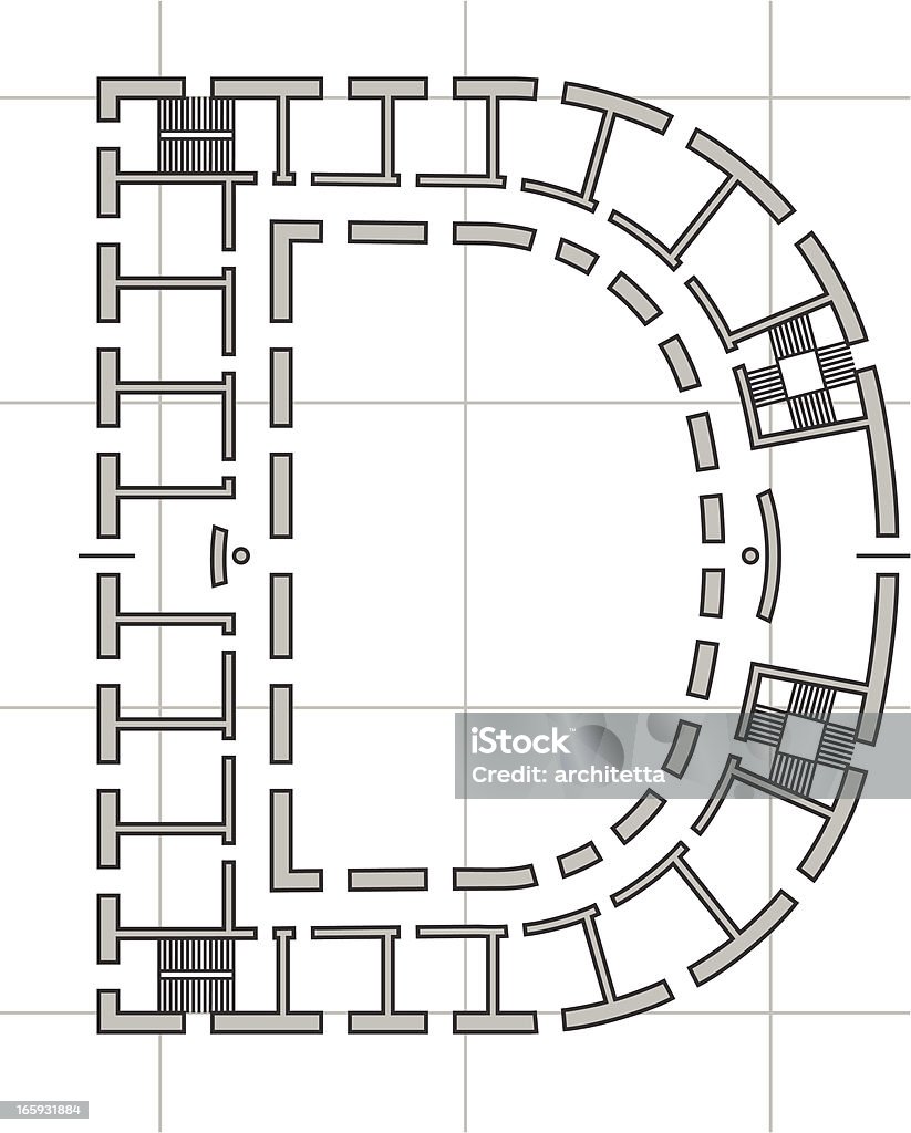 plan architectural de Lettre D - clipart vectoriel de Abstrait libre de droits