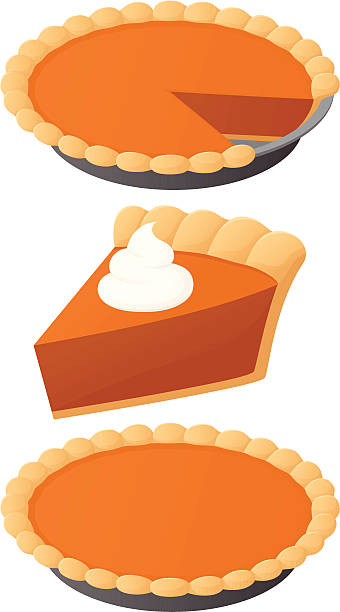 펌프킨 파이 - pie baked food pumpkin pie stock illustrations