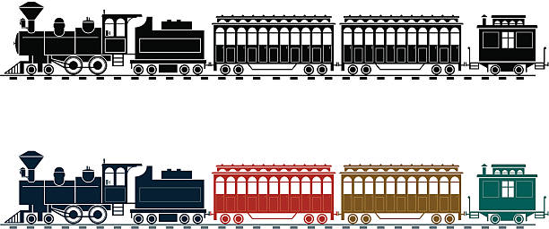 старый поезд - train steam train vector silhouette stock illustrations