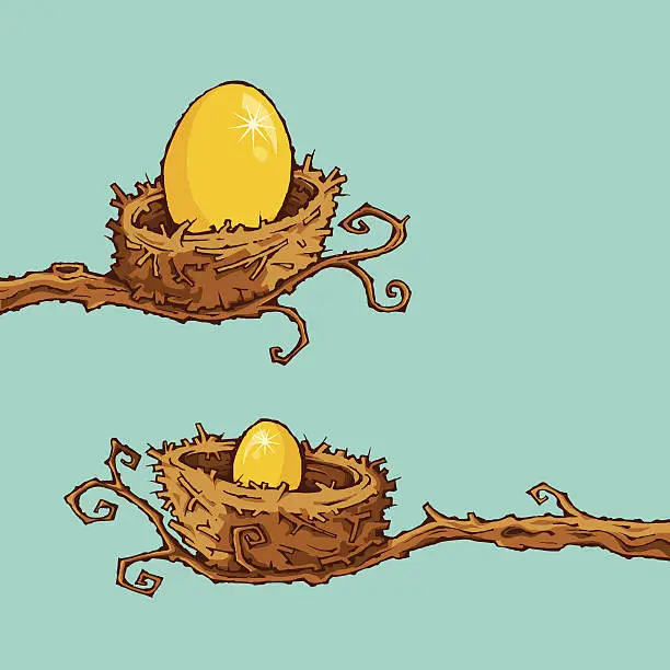 Vector illustration of Golden Nest Eggs