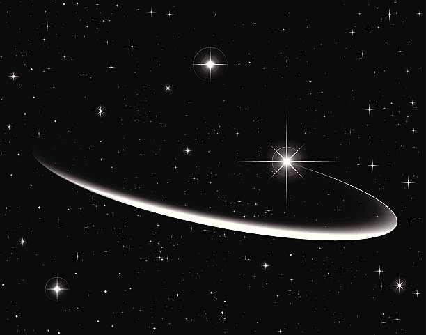 Simple Vector Shooting Star with Elliptic Light Trail  north star stock illustrations