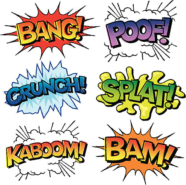 comic sound-effekte icon-set - comic book cartoon poof exploding stock-grafiken, -clipart, -cartoons und -symbole