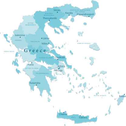 Greece Vector Map Regions Isolated