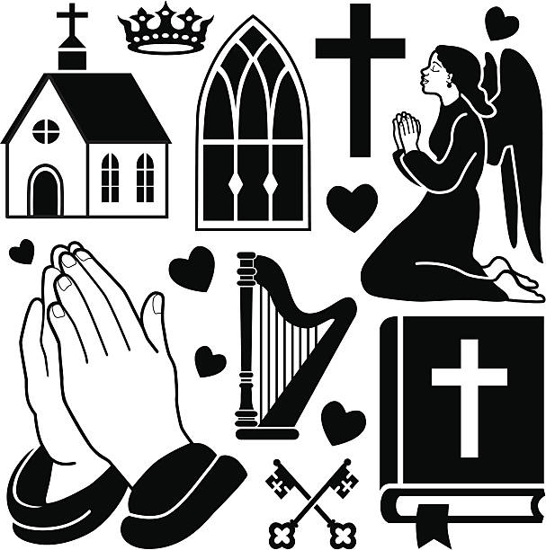 The power of prayer Vector design elements with a Christian prayer theme. church clipart stock illustrations