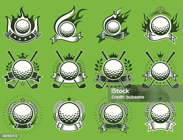 Golf Amateur Country Club On Grunge Badge Set Stock Illustration - Download Image Now - Golf Ball, Organized Group, Icon Symbol