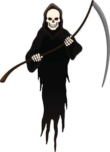 Vector illustration of Grim Reaper and Sign