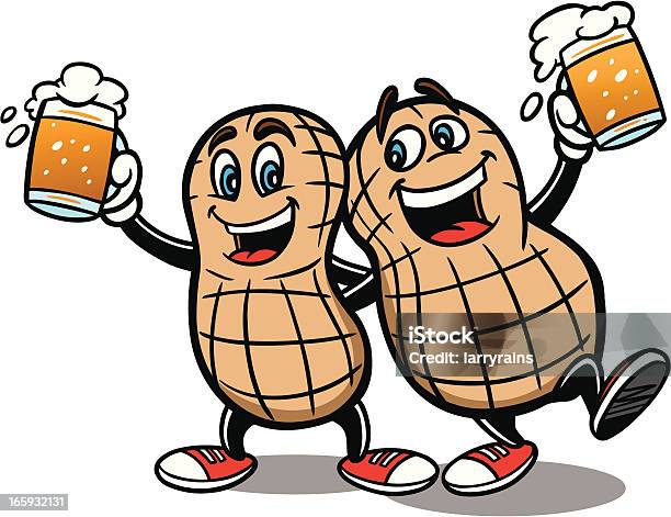 Ilustración de Beer Tuercas y más Vectores Libres de Derechos de Cacahuete - Fruto seco - Cacahuete - Fruto seco, Viñeta, Alimento