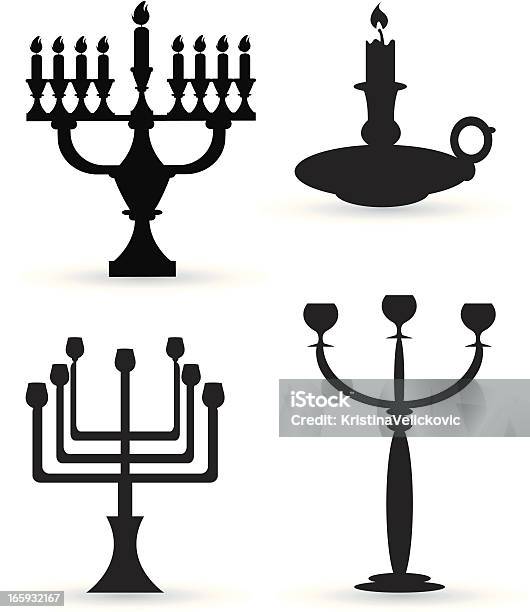 Candlesticks Silhouette Stock Illustration - Download Image Now - Candlestick Holder, Candle, Menorah