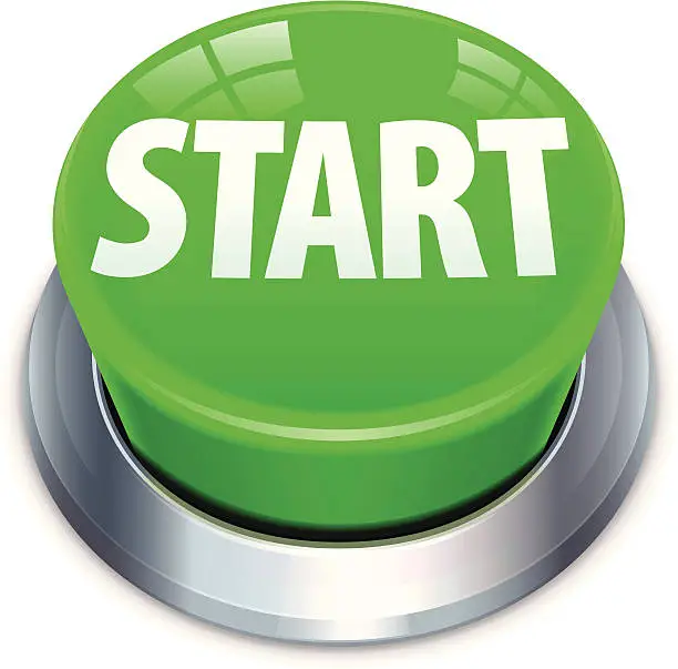 Vector illustration of Big Green Start Button