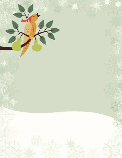 partridge in der birnbaum-weihnachten urlaub hintergrund - first day of christmas stock-grafiken, -clipart, -cartoons und -symbole