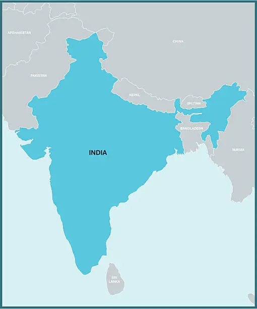 Vector illustration of India and surroundings map