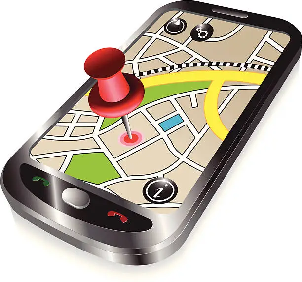 Vector illustration of Mobile Phone and map