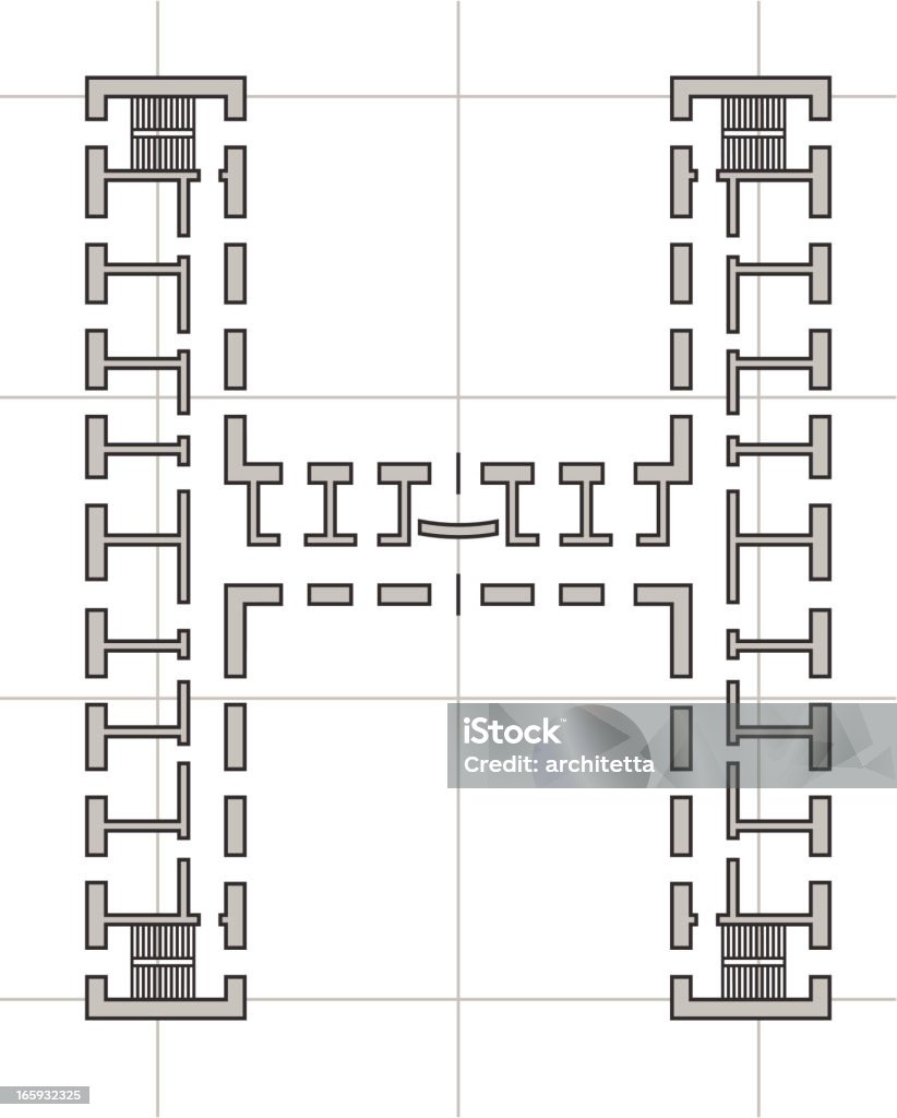 H Layout Architectural Plan Of Letter H Stock Illustration - Download Image Now ...