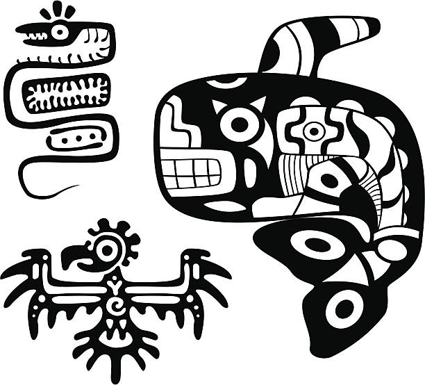 н. э. ацтеки искусства - native american illustrations stock illustrations