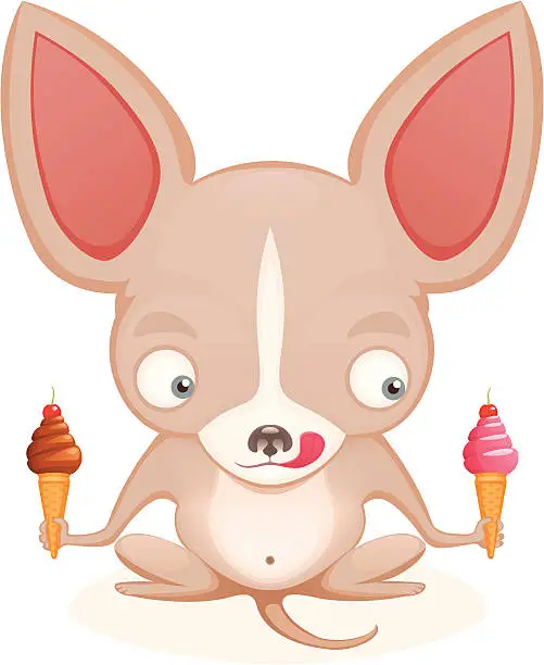 Vector illustration of chihuahua dog with icecream