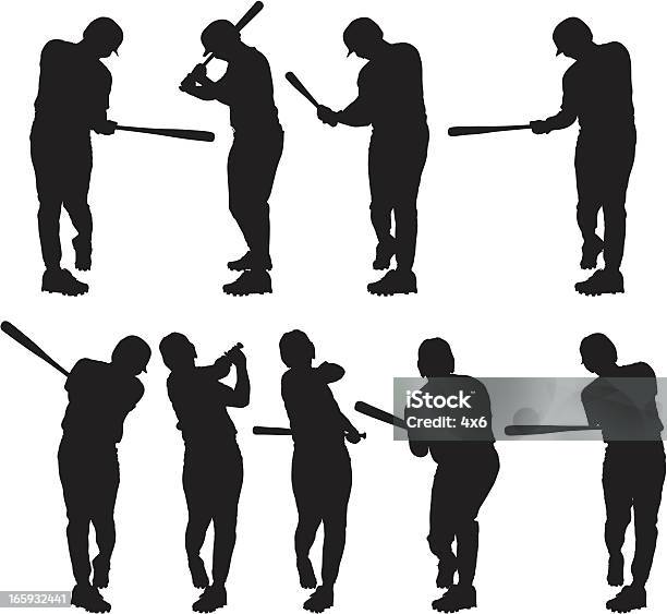 Plusieurs Images De Baseball En Action Vecteurs libres de droits et plus d'images vectorielles de Frapper avec une batte - Frapper avec une batte, Joueur de baseball, Baseball