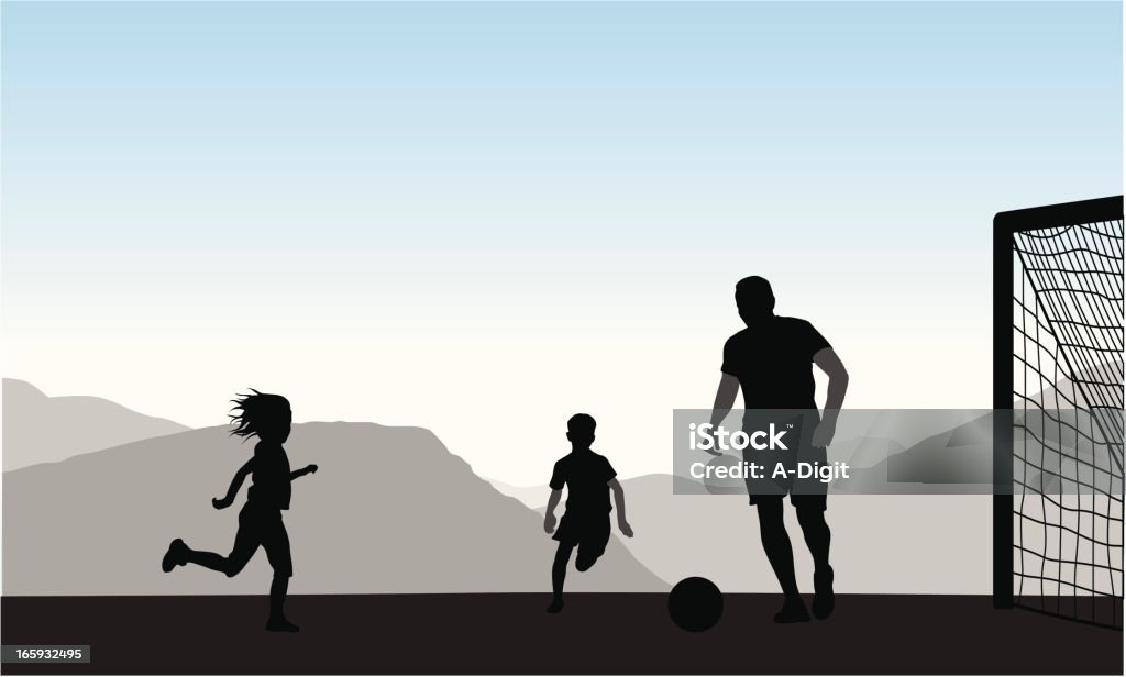 Family Soccer Vector Silhouette A-Digit Soccer stock vector