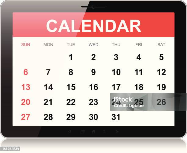 Kalendarz Na Tablet Pc - Stockowe grafiki wektorowe i więcej obrazów Kalendarz - Kalendarz, Tablet, Bez ludzi