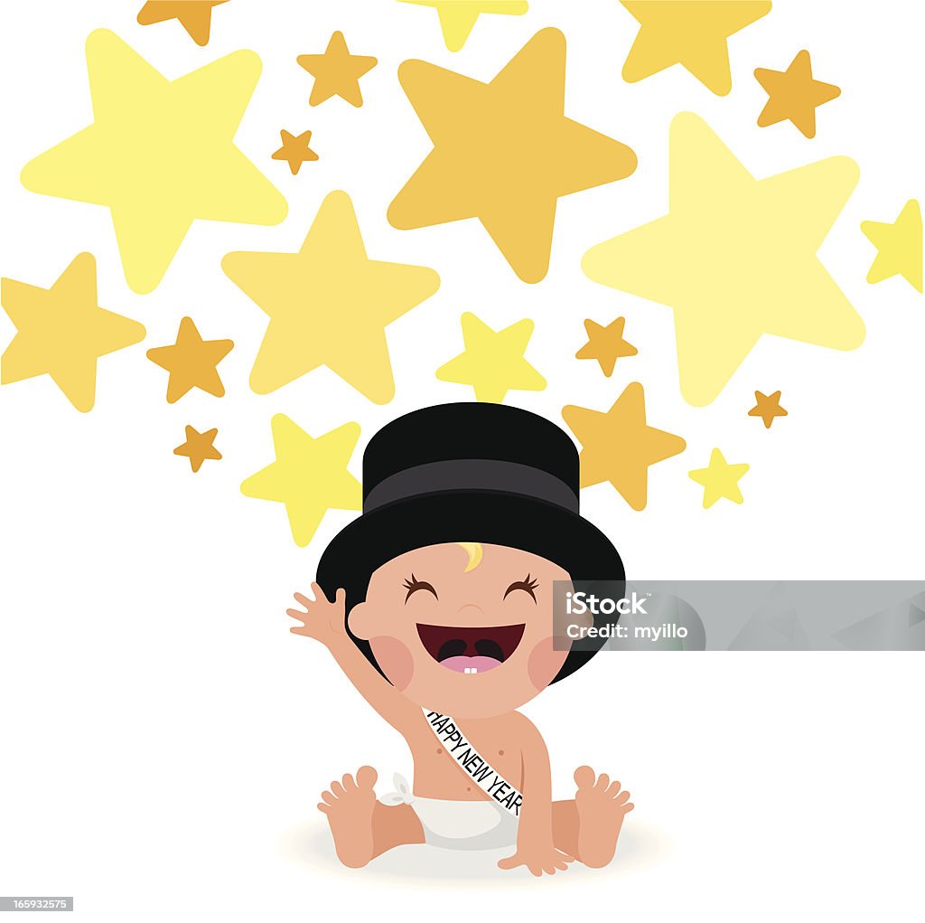 Agregar happynewyear estrellas tophat ilustración de vector de bebé myillo - arte vectorial de Bebé libre de derechos
