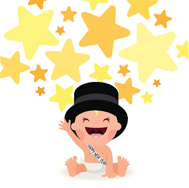 Add Happynewyear Stars Tophat Baby Illustration Vector Party Myillo Stock  Illustration - Download Image Now - iStock