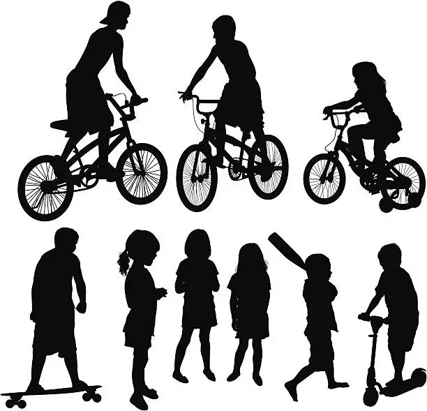 Vector illustration of Multiple images of children playing