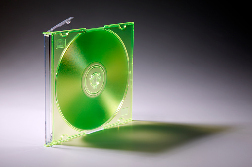 Studio shot of plastic CD or DVD case on plain background