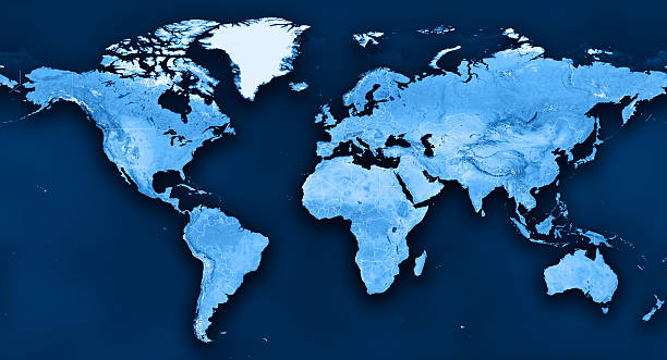 topographic mundo mapa político divisiones - world map map earth cartography fotografías e imágenes de stock