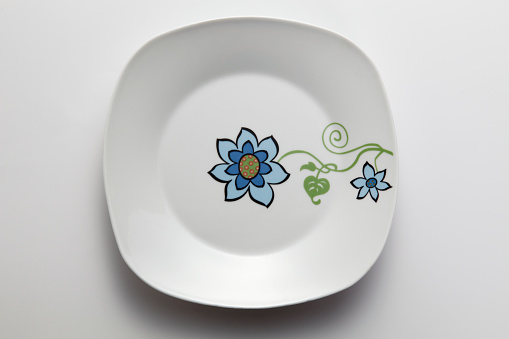 empty plate with flora design