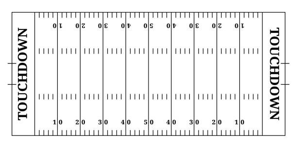 ilustrações de stock, clip art, desenhos animados e ícones de american football field white, top view - american football stadium illustrations