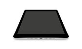 Black tablet with a blank screen on white