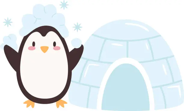 Vector illustration of 486_elements_penguin_winter_activities_little_cute