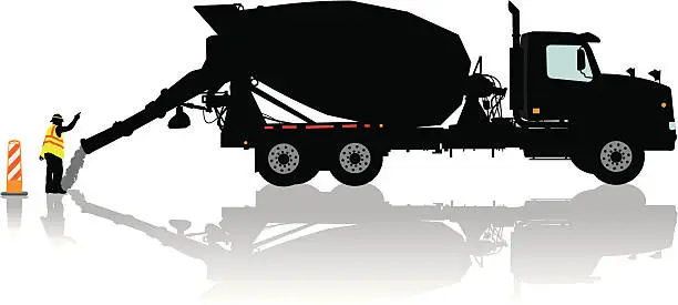 Vector illustration of Concrete Cement Truck - Construction Industry