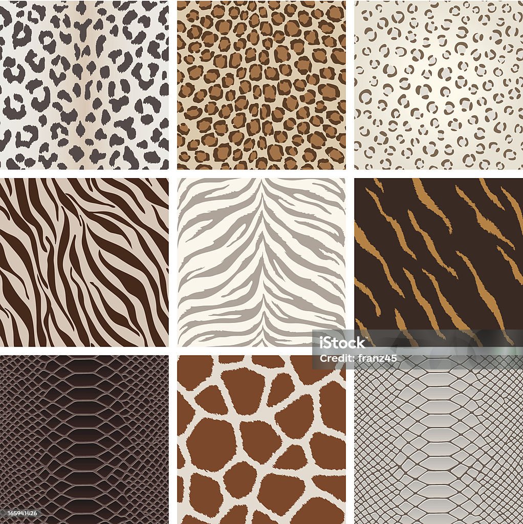 Seamless animal background pattern A collection of animal background pattern, based on Leopard, Jaguar, Tiger, Giraffe, zebra,  crocodile skin, etc.  All design are seamless. Pattern stock vector