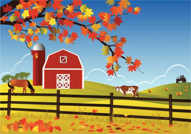 Vector illustration of Autumn In Country