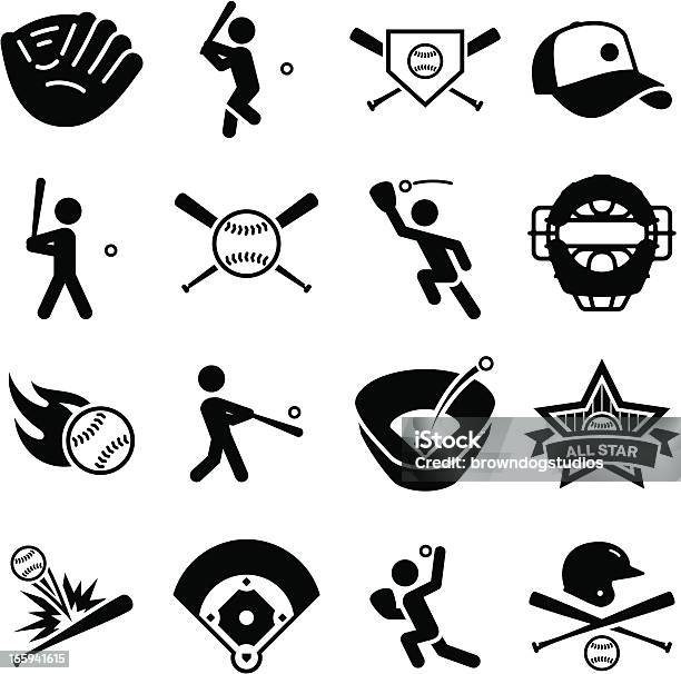 Baseballiconsschwarzserie Stock Vektor Art und mehr Bilder von Baseball - Baseball, Baseball-Spielball, Icon