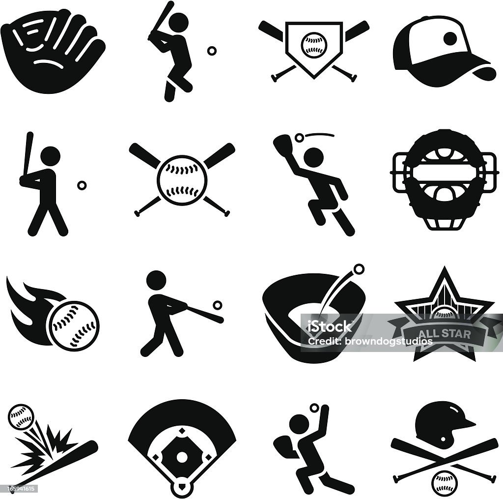 Baseball Icons - Black Series Baseball and softball icon set. Professional clip art for your print or Web project. See more icons in this series Baseball - Sport stock vector