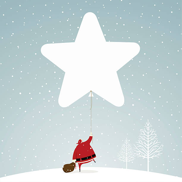 ilustraciones, imágenes clip art, dibujos animados e iconos de stock de tiempo de navidad santa claus star nevar nieve ilustración vectorial - christmas christmas tree snowing blue