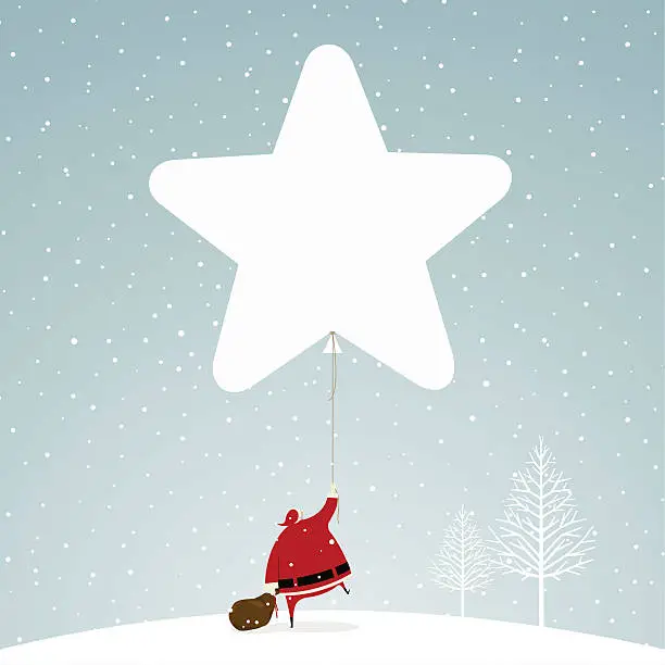 Vector illustration of Christmas time santa claus star snowing snow illustration vector