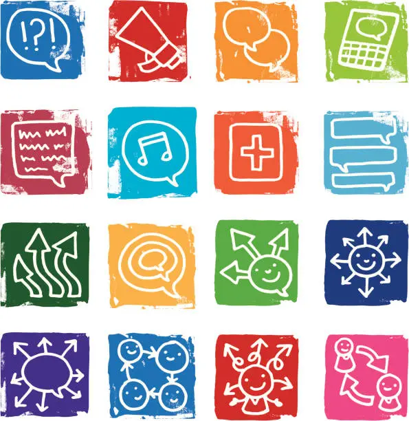 Vector illustration of Social meda grunge block icons