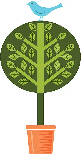 Vector illustration of Tree with bird