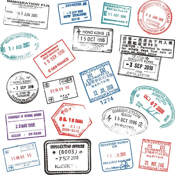 Vector illustration of Passport stamps