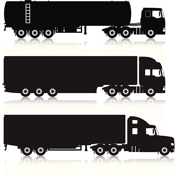 грузовики & прицепов силуэты - fuel tanker transportation symbol mode of transport stock illustrations