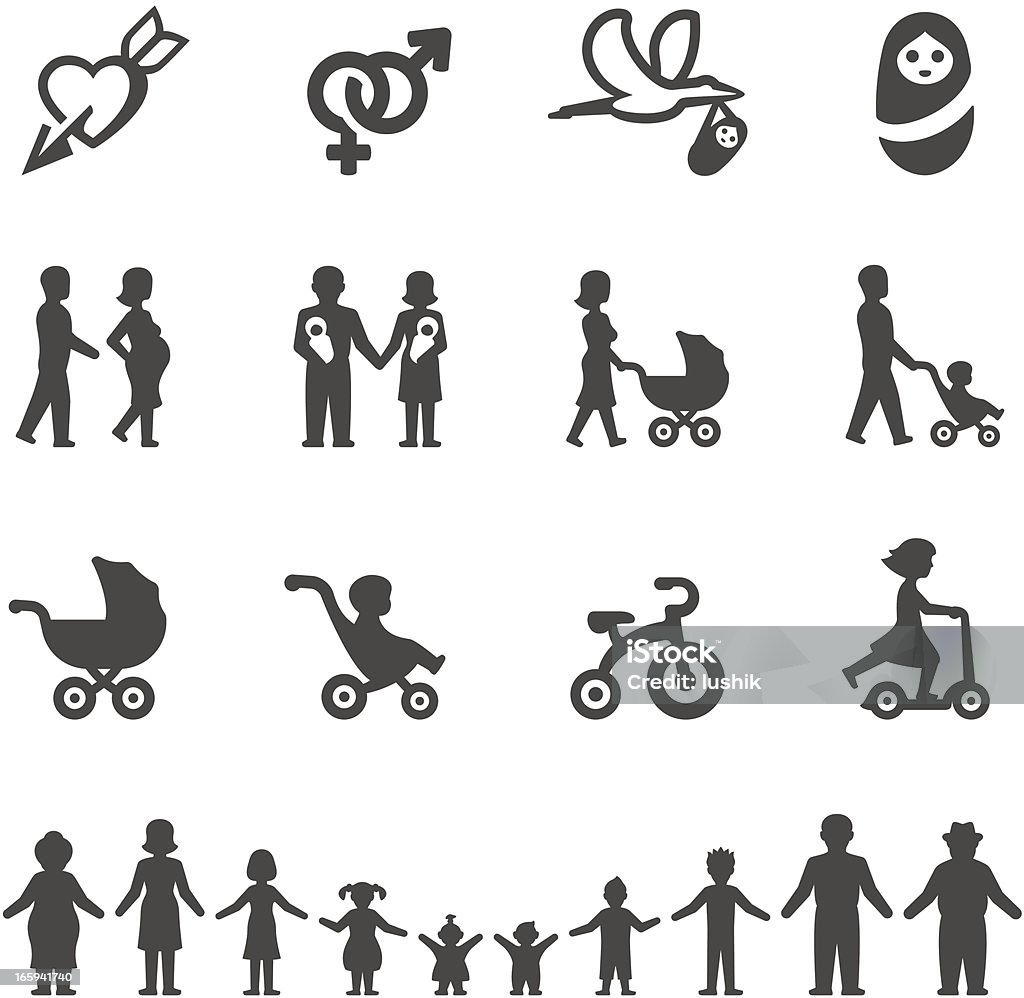 Mobico icons - Offspring Mobico collection - Newborn, Offspring and Family icons. Icon Symbol stock vector