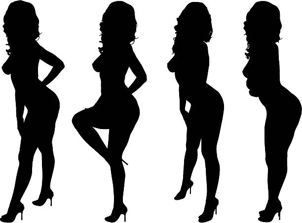 illustrations, cliparts, dessins animés et icônes de femme sexy silhouettes - sensuality sex symbol breast women