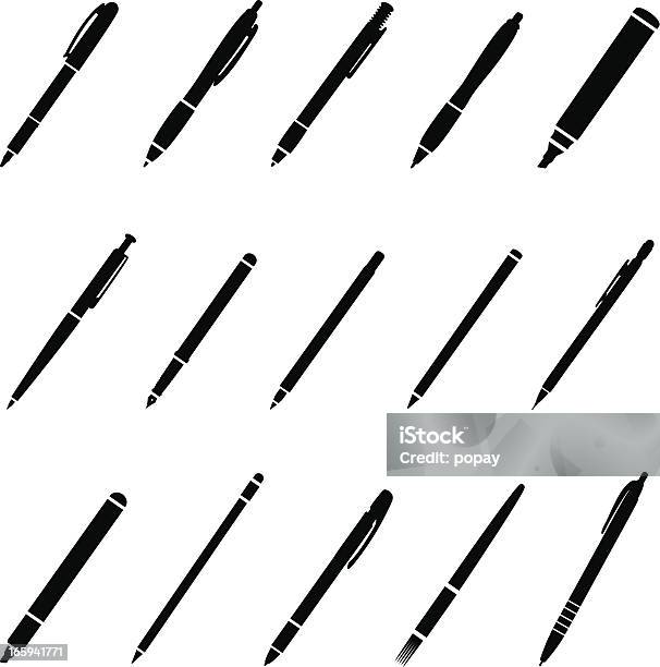 Pens Silhouette Stock Illustration - Download Image Now - Icon Symbol, Pencil, Illustration