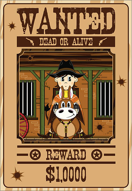 bildbanksillustrationer, clip art samt tecknat material och ikoner med poncho cowboy on horse wanted poster - horse skäck