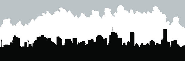 Brisbane Skyline Silhouette vector art illustration