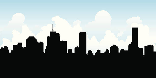 Brisbane Skyline Silhouette Skyline silhouette of the city of Brisbane, Australia. brisbane stock illustrations