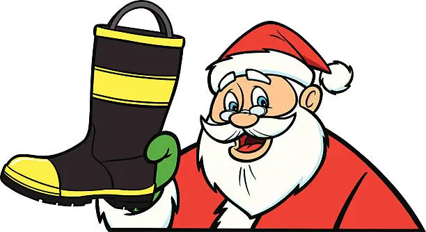 Vector illustration of Santa With Fireman Boot