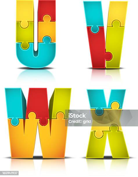 Colorful Letter Puzzle Stock Illustration - Download Image Now - Alphabet, Jigsaw Puzzle, Letter U